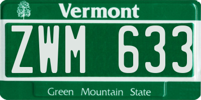 VT license plate ZWM633
