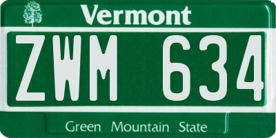 VT license plate ZWM634