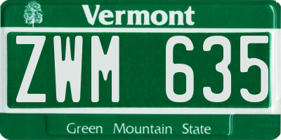 VT license plate ZWM635
