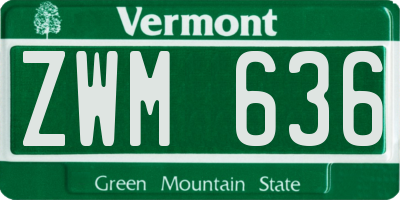 VT license plate ZWM636