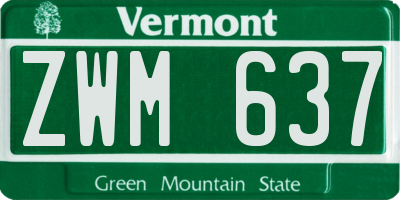 VT license plate ZWM637