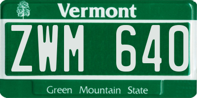 VT license plate ZWM640