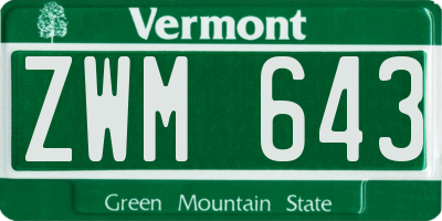 VT license plate ZWM643