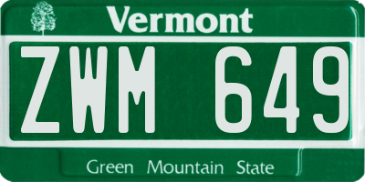VT license plate ZWM649