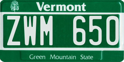 VT license plate ZWM650