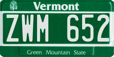 VT license plate ZWM652
