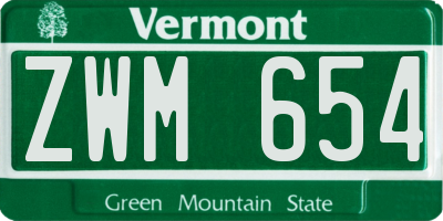 VT license plate ZWM654