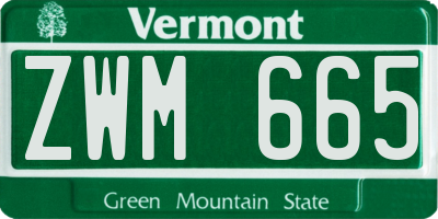 VT license plate ZWM665