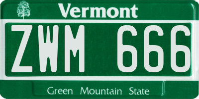 VT license plate ZWM666