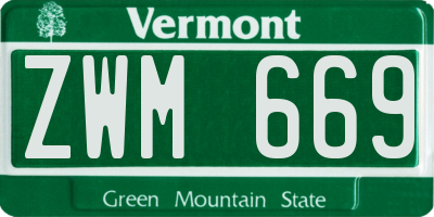 VT license plate ZWM669