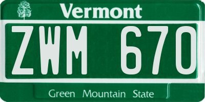 VT license plate ZWM670