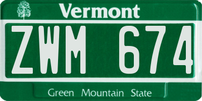 VT license plate ZWM674