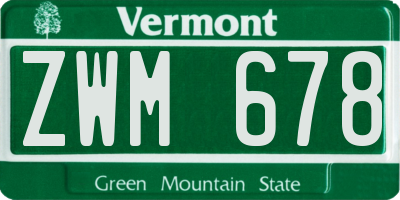 VT license plate ZWM678