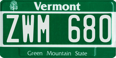 VT license plate ZWM680