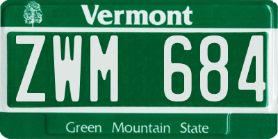 VT license plate ZWM684