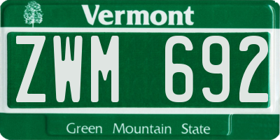 VT license plate ZWM692