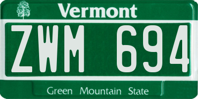 VT license plate ZWM694