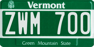 VT license plate ZWM700