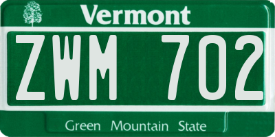 VT license plate ZWM702