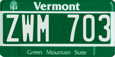 VT license plate ZWM703