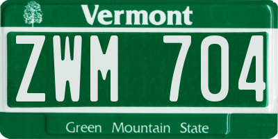 VT license plate ZWM704