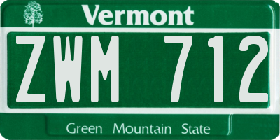 VT license plate ZWM712