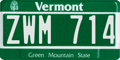 VT license plate ZWM714