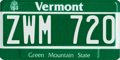 VT license plate ZWM720