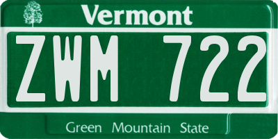 VT license plate ZWM722