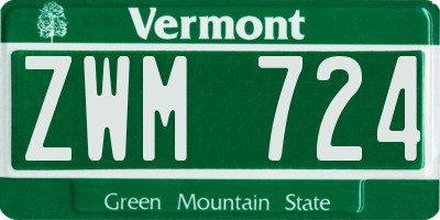 VT license plate ZWM724