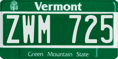 VT license plate ZWM725