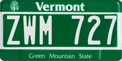 VT license plate ZWM727
