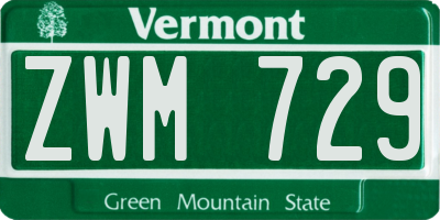 VT license plate ZWM729