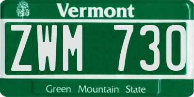 VT license plate ZWM730