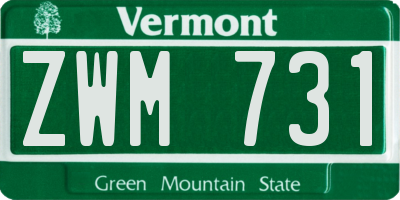 VT license plate ZWM731