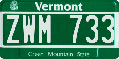 VT license plate ZWM733