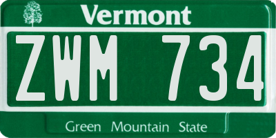 VT license plate ZWM734