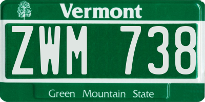VT license plate ZWM738