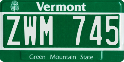VT license plate ZWM745