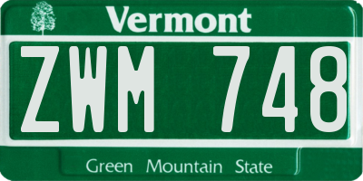 VT license plate ZWM748