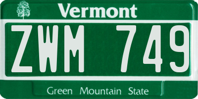 VT license plate ZWM749