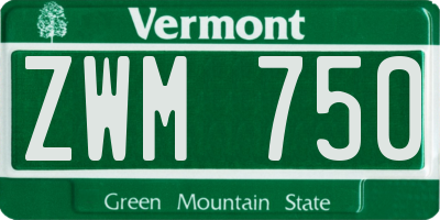 VT license plate ZWM750