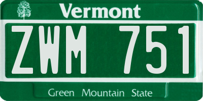 VT license plate ZWM751