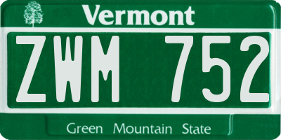 VT license plate ZWM752
