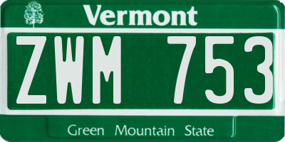 VT license plate ZWM753
