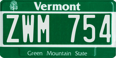 VT license plate ZWM754
