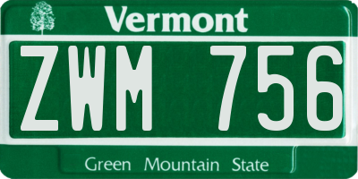 VT license plate ZWM756