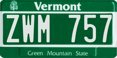 VT license plate ZWM757