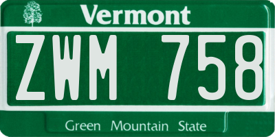 VT license plate ZWM758