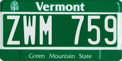 VT license plate ZWM759